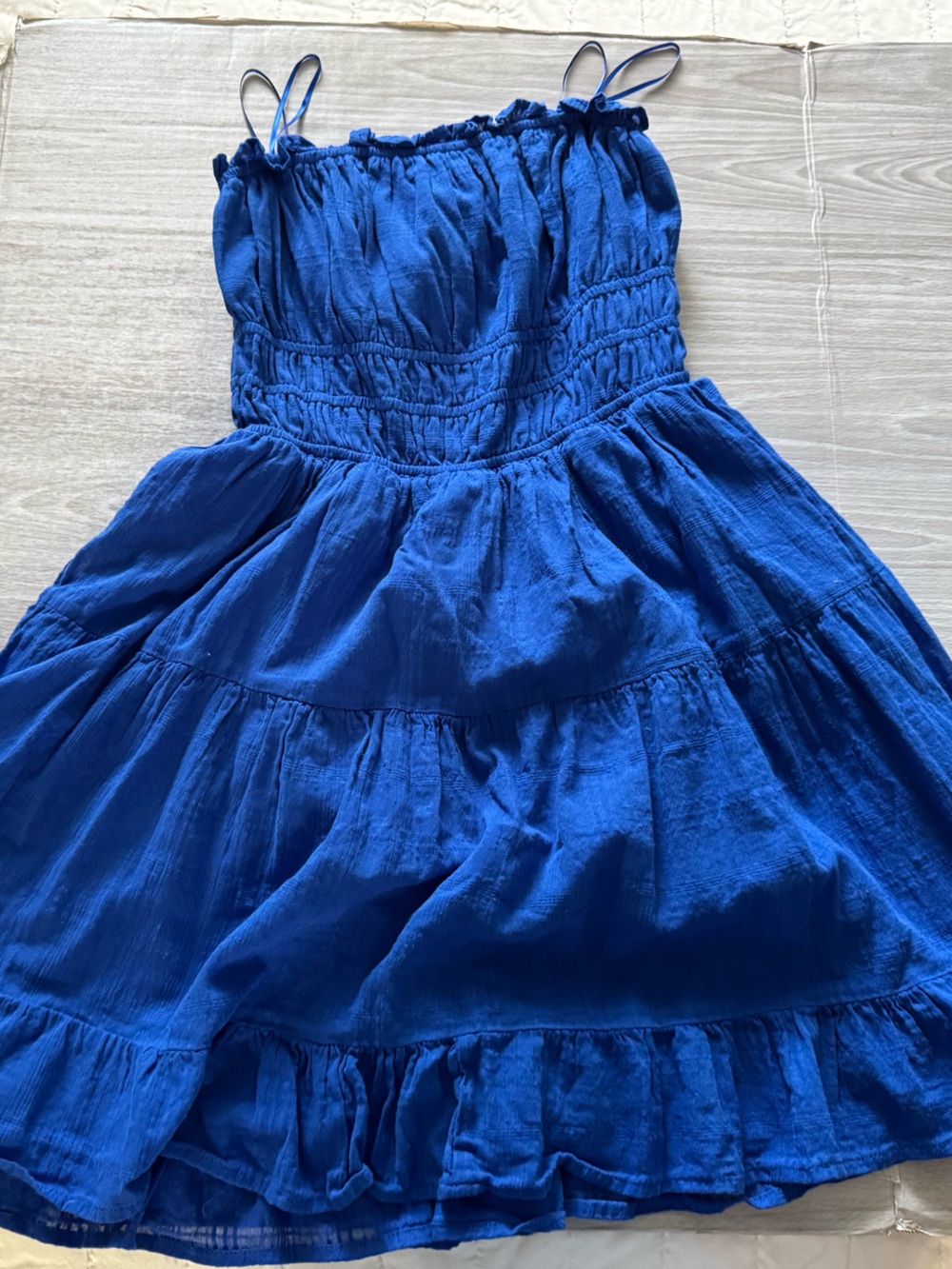 Ty Royal Blue Smocked Ruffle Dress